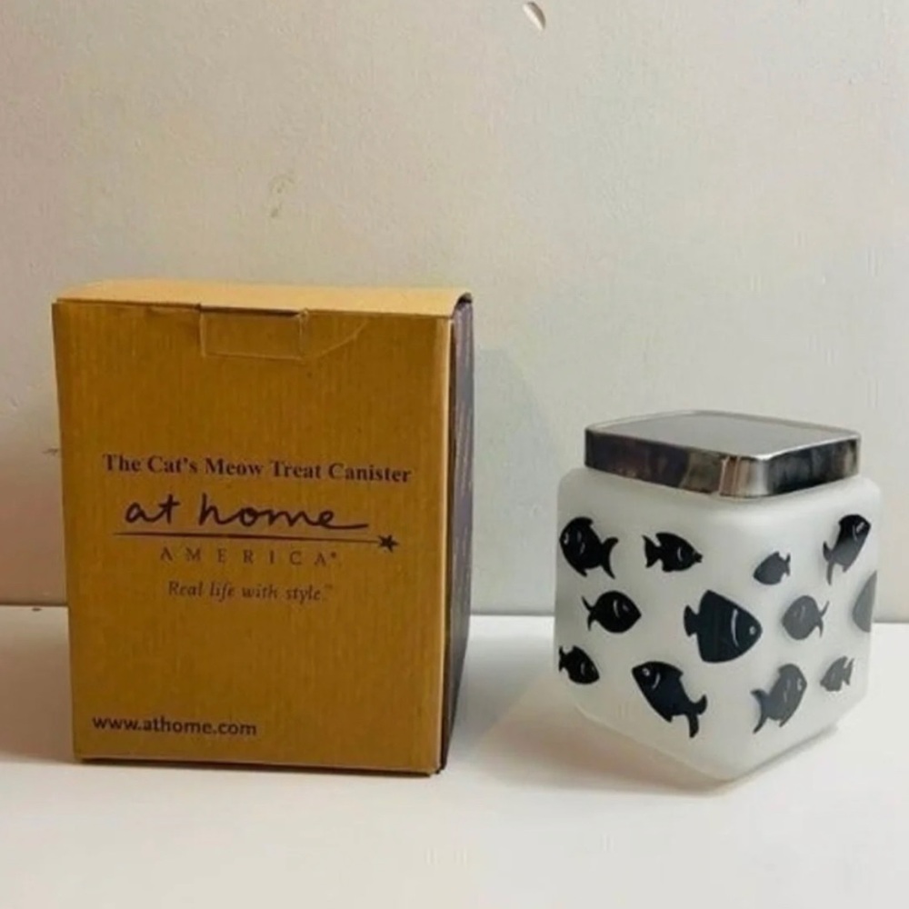 Brand New Glass Cat Treat Canister